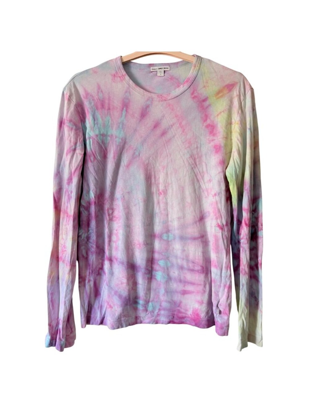 James Perse Tie-Dye Long Sleeve Shirt Pink & Purple Combed Cotton Size 1 USA